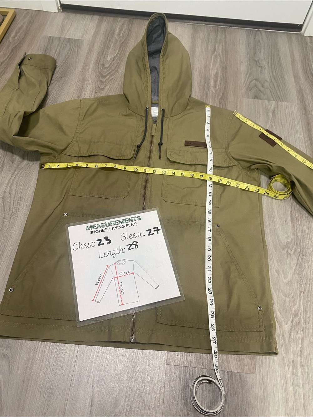 Columbia Men's Hooded Four Pocket Military Field Jacket Olive Green Size Medium - Picture 16 of 16